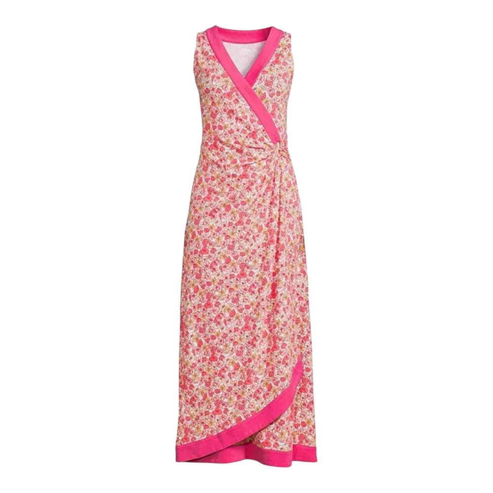 Lands’ End Floral Print Sleeveless Surplice Maxi Dress Women’s Medium Summer
